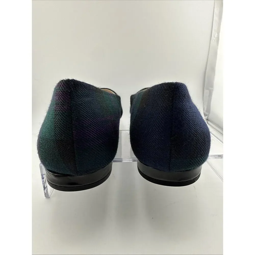 Nine West Women's Onlee Multicolor Plaid Fabric Pointed Toe Flats Size 8 M NWB